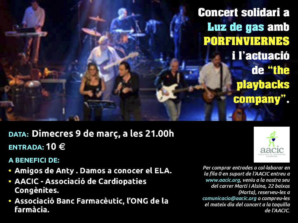 Flyer Concert solidari Luz de Gas