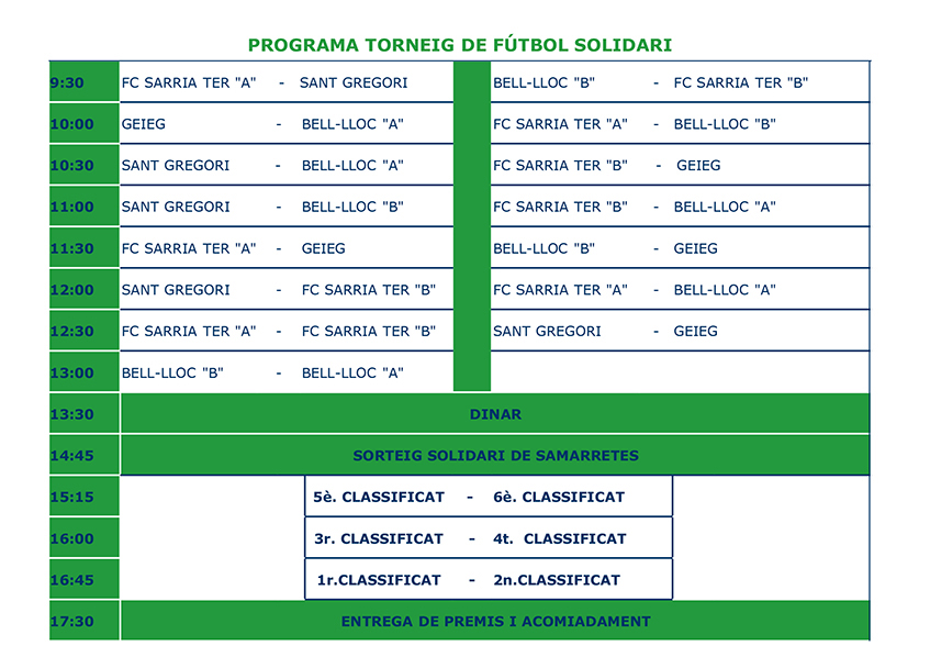 Programa Torneo de Fútbol en Sarrià de Ter en apoyo a los niños, niñas y jóvenes con cardiopatía congénita