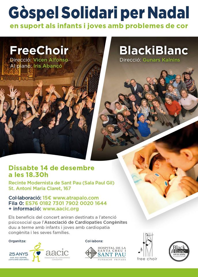 Góspel Solidario en Navidad en apoyo a los niños, niñas y jóvenes con problemas de corazón en Barcelona