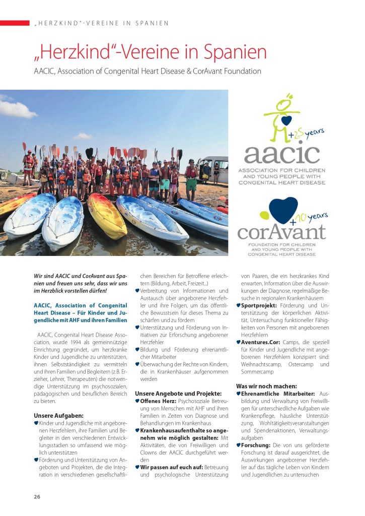 Article de la Fundació CorAvant i l'AACIC a la revista alemanya Herzblick