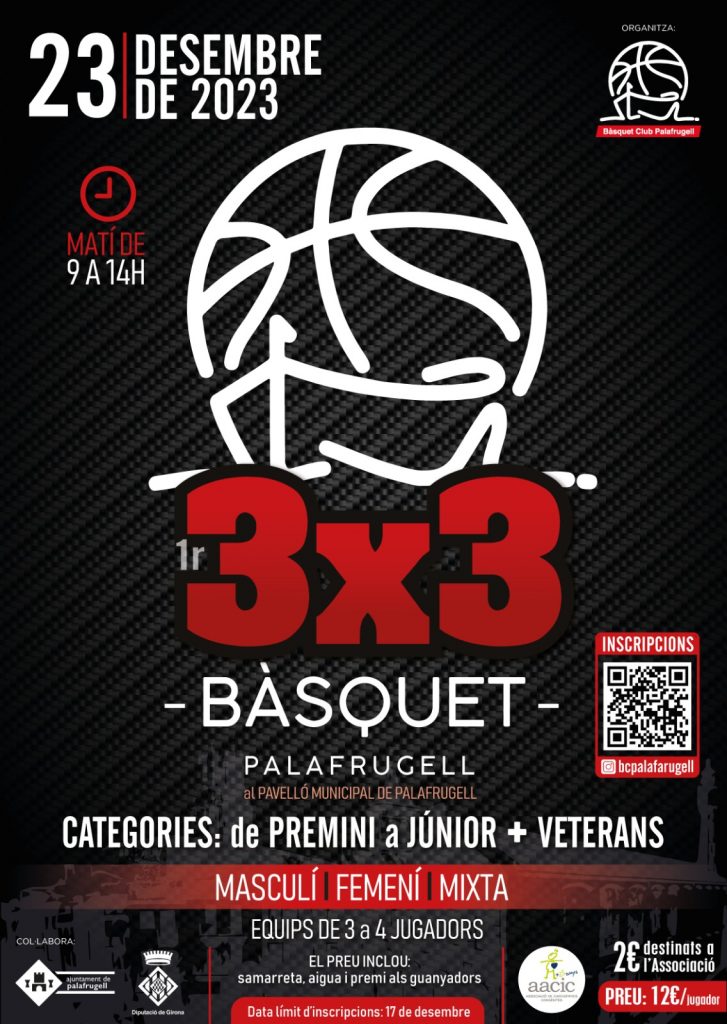 Cartell campionat 3x3 de basquet a Palafrugell