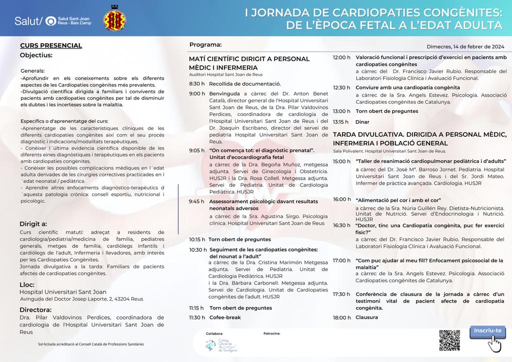 I Jornada de cardiopatías congénitas en el Hospital Universitari Sant Joan de Reus