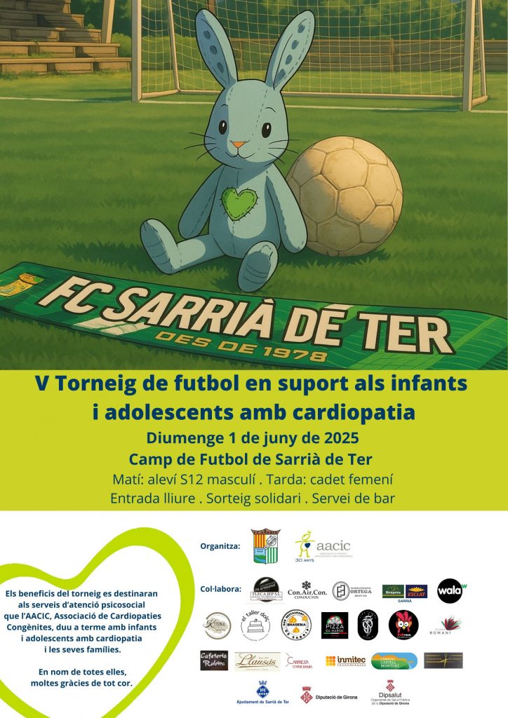 Cartell del v torneig de futbol en suport als infants i adolescents amb cardiopatia a Sarrià de Ter