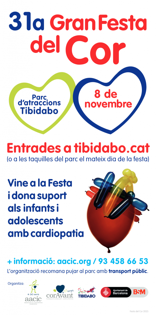Cartell de la 31a Gran Festa del Cor al Parc d'Atraccions Tibidabo 2025