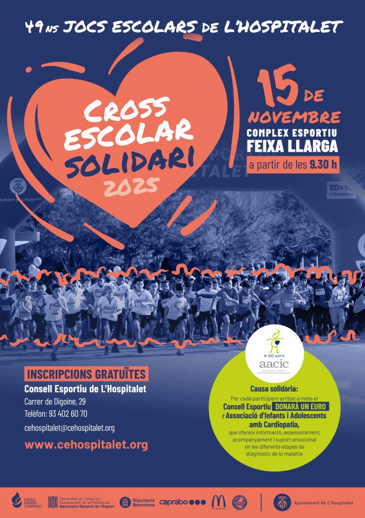 Cartell del Cross Escolar Solidari 2025 Hospitalet