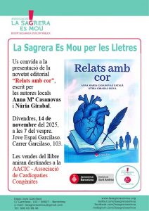 Cartel de la presentación del libro ‘Relats amb cor’, de Anna Maria Casanovas y Núria Girabal en el Espai Jove Garcilaso de Barcelona