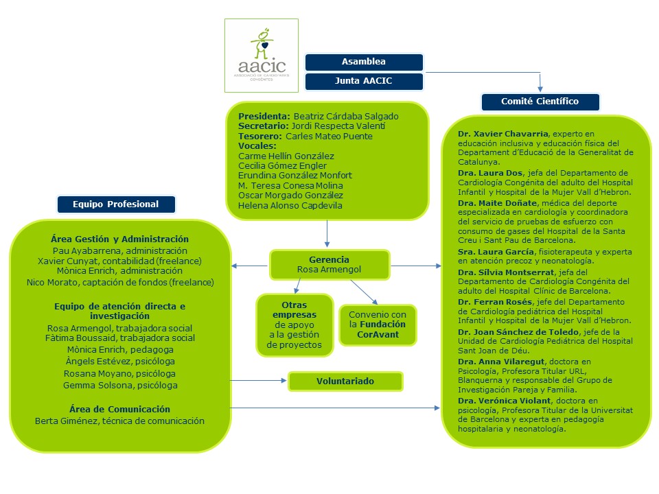 Organigrama de la Asociación de Cardiopatías Congénitas (AACIC) - enero 2026