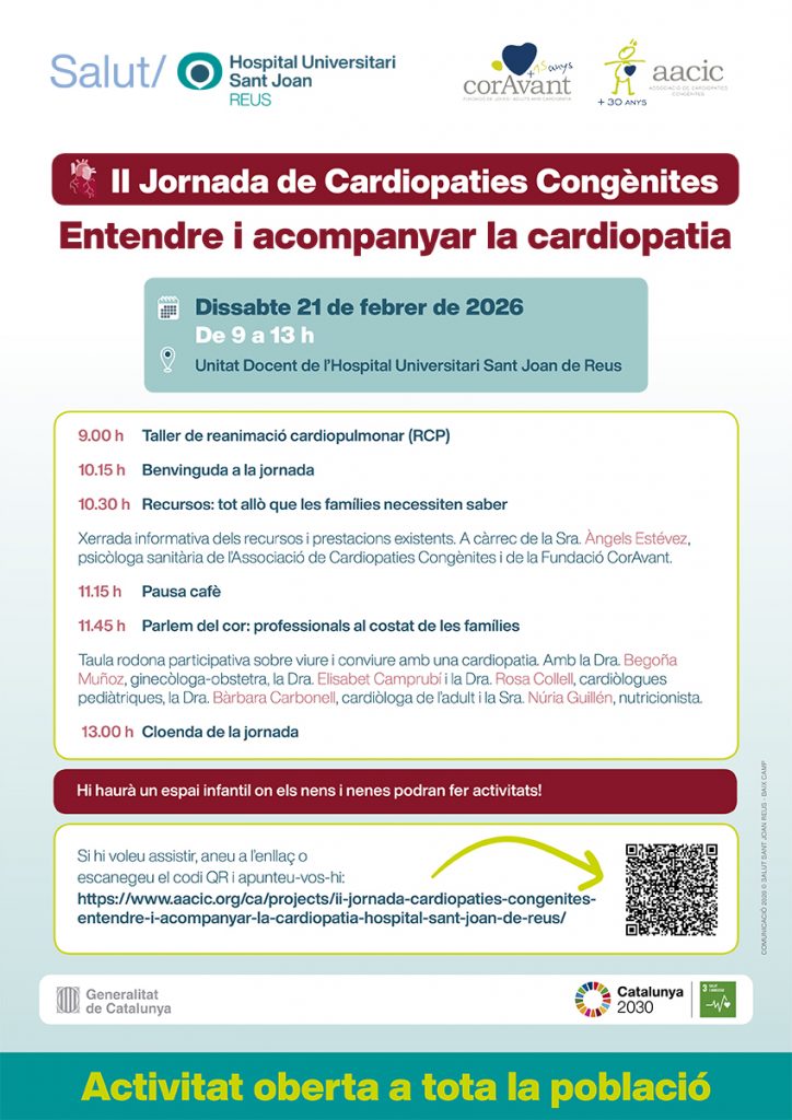 Programa II Jornada de Cardiopatías Congénitas: “Entender y acompañar la cardiopatía” en el Hospital Sant Joan de Reus